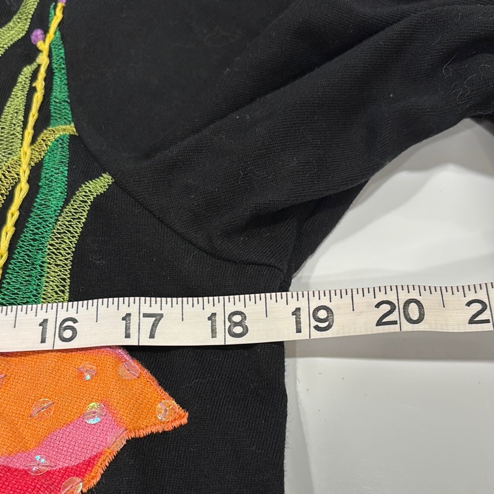 Parsley & Sage Black Cardigan Top with Sequin, Appliqué, Embroidered Flamingos - Picture 8 of 9